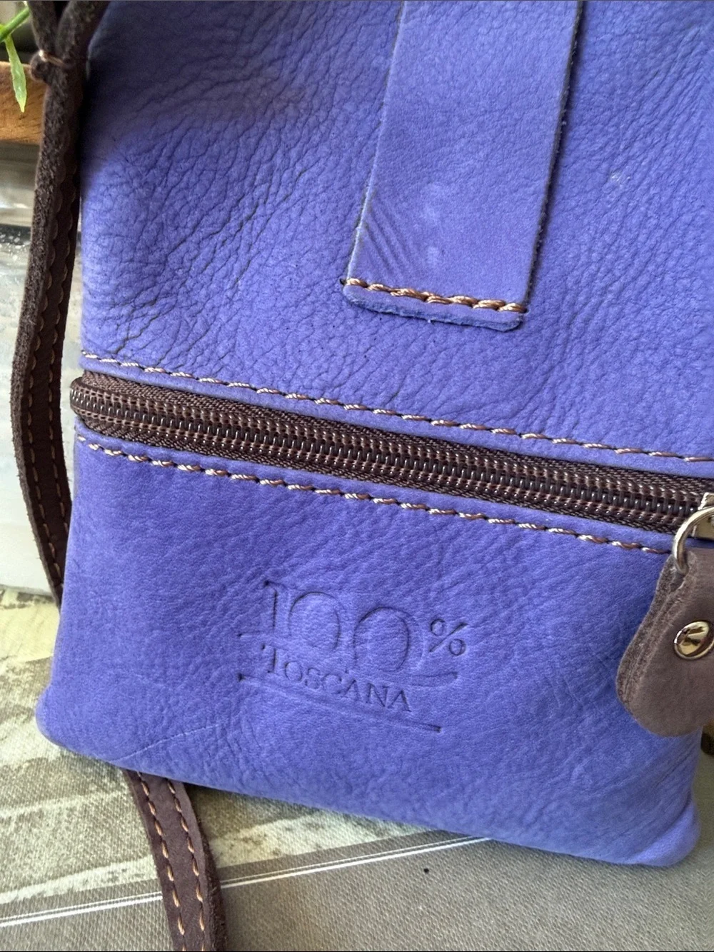 Toscana Leather Crossbody Bag Belt Bag Purple Italy